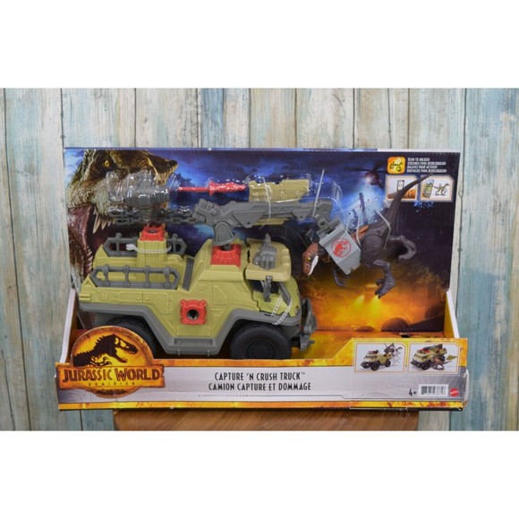 Jurassic World Dominion Capture & Crush Truck with Velociraptor New